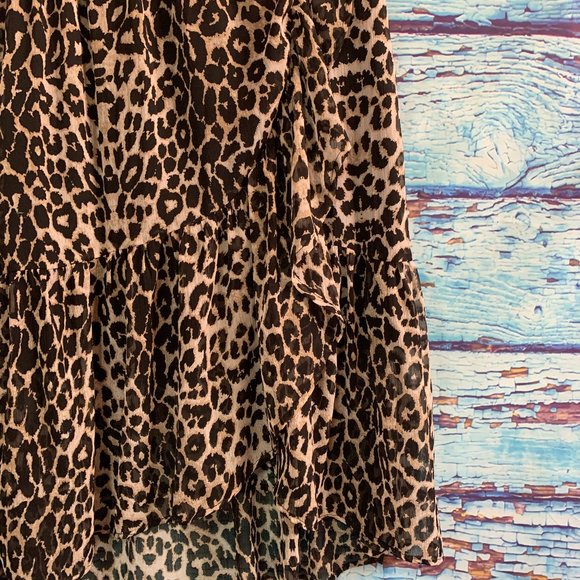 Pieces Animal Print Ruffled Midi Skirt - Picture 4 of 6